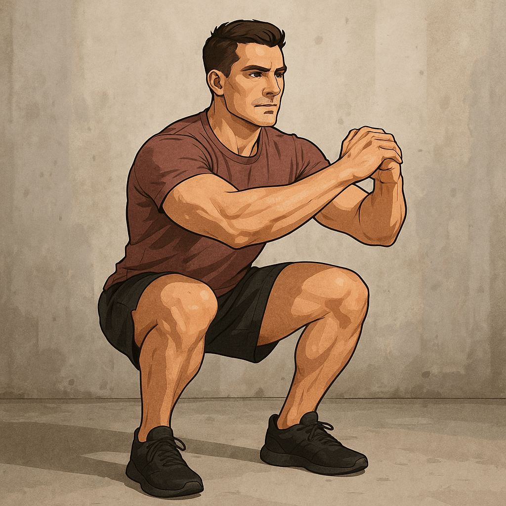 Exercice de squat pour la reprise progressive du mouvement en cas de lombalgie